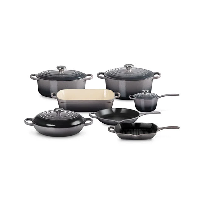 Signature Enameled Cast Iron 11-Piece Ultimate Cookware Set Black